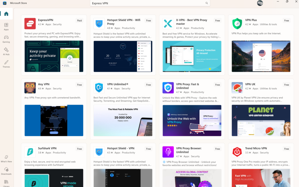 vpn in pakistan showing on microsoft store